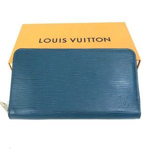 LOUIS VUITTON Epi Zippy Organizer Long Wallet Epi Leather Navy